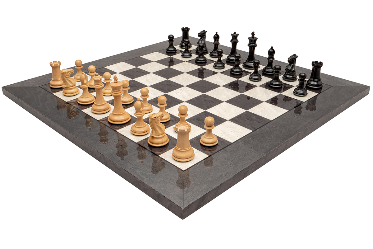 The Sovereign Ebony and Grey Briarwood Luxury Chess Set