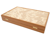 Luxury Olive Wood Burl Backgammon Set by Manopoulos with Luxury Wooden Cups