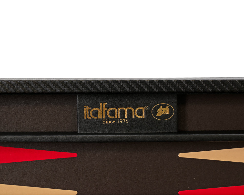 Italfama Folding Leatherette Backgammon Set in Black and Red