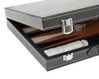 Italfama Folding Leatherette Backgammon Set in Black and Beige