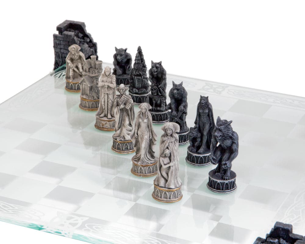 Vampire & Werewolf Glass Chess Set