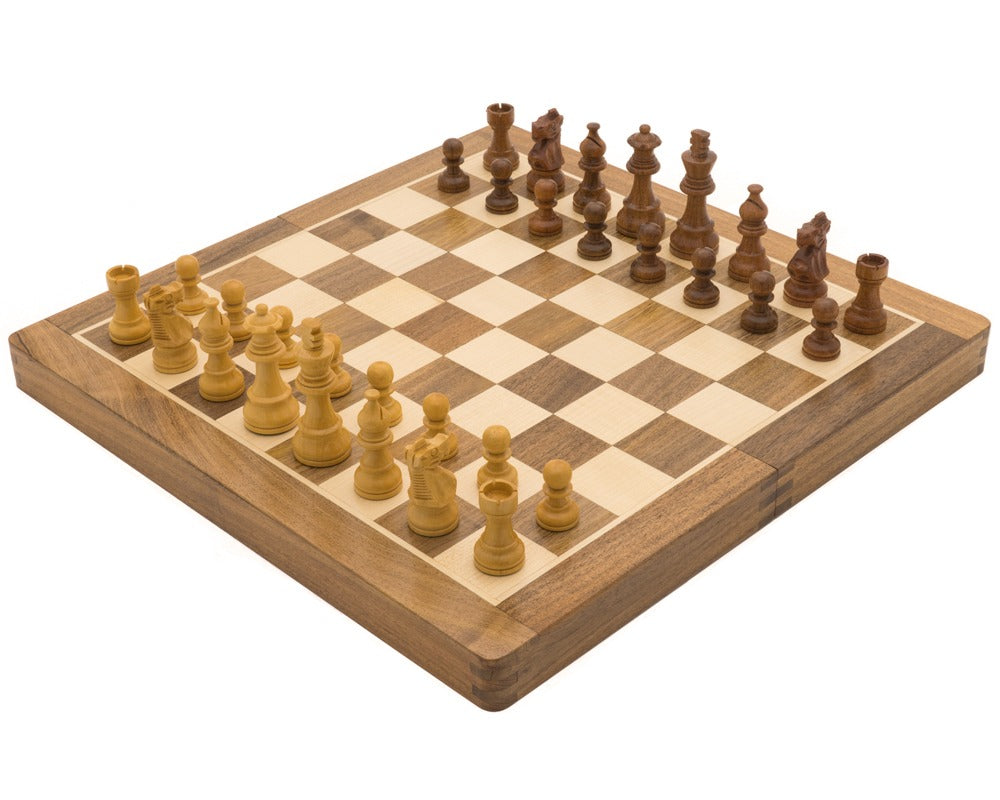 Deluxe Hardwood Folding Travel 14 inch Chess Set - Magnetic