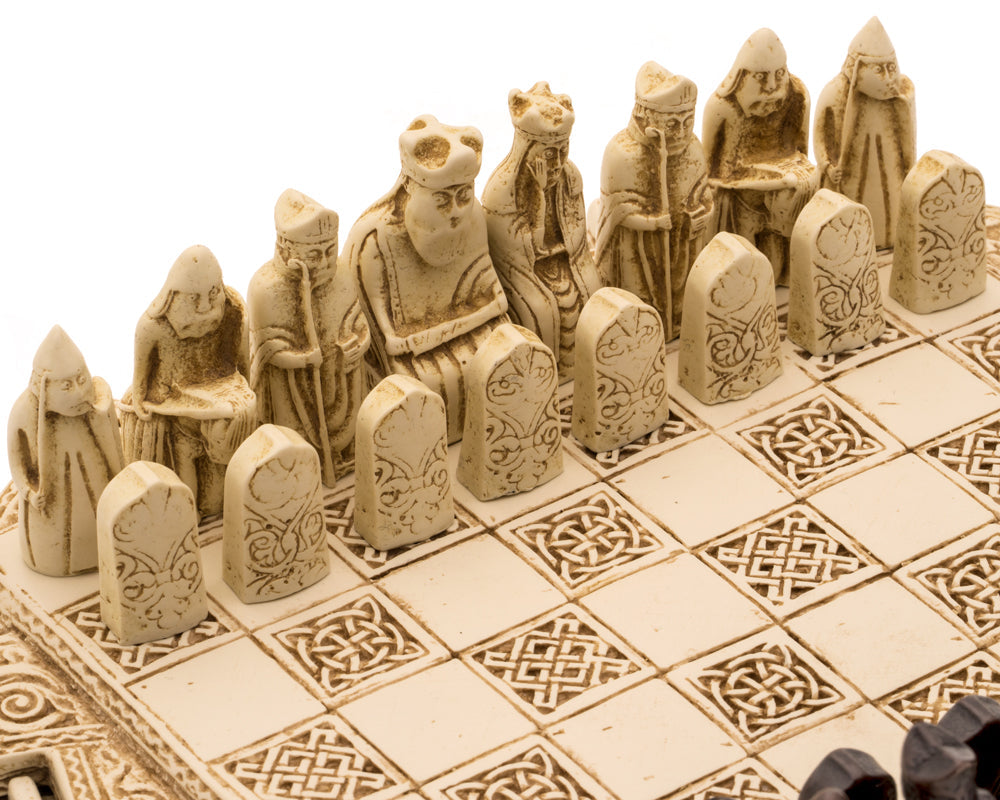 Isle Of Lewis Compact Celtic Chess Set 9 Inches in Ivory