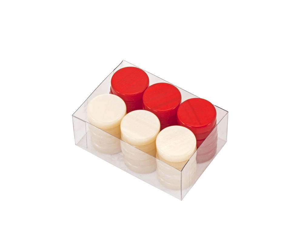 Deluxe Backgammon Stones Red & Ivory 26mm