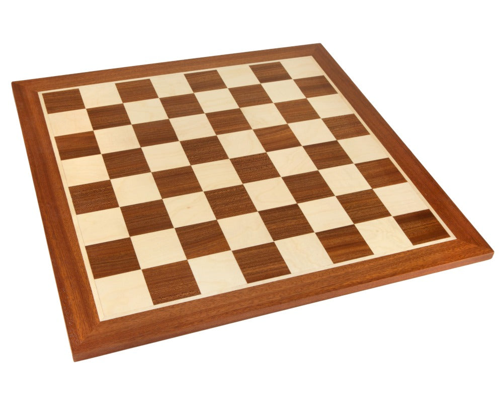 21.3 Inch No.6 Inlaid Mahogany and Birch Chess Board with Green Felt Feet, 2.3 Inch Playing Squares, Perfect for 4 Inch King Pieces