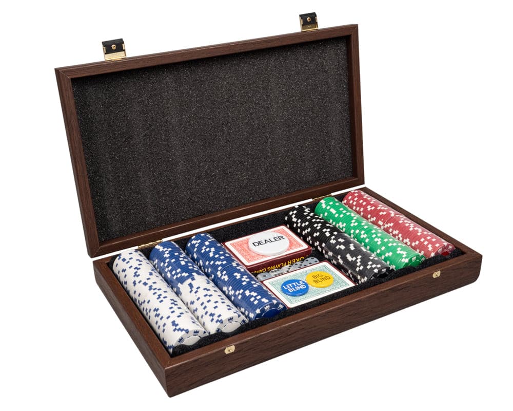 Deluxe Poker Compendium in Walnut Case with high-quality chips and cards, crafted in Athens, Greece, exclusive to The Regency Chess Company