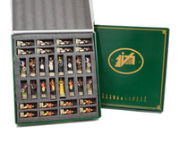 Battle of Waterloo hand painted themed chess pieces by Italfama in an open green box, featuring ornate historical figures.