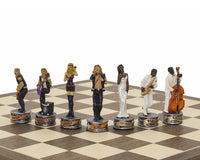 The Jazz Band Vs Rock Stars Hand-Painted Themed Chess Pieces by Italfama