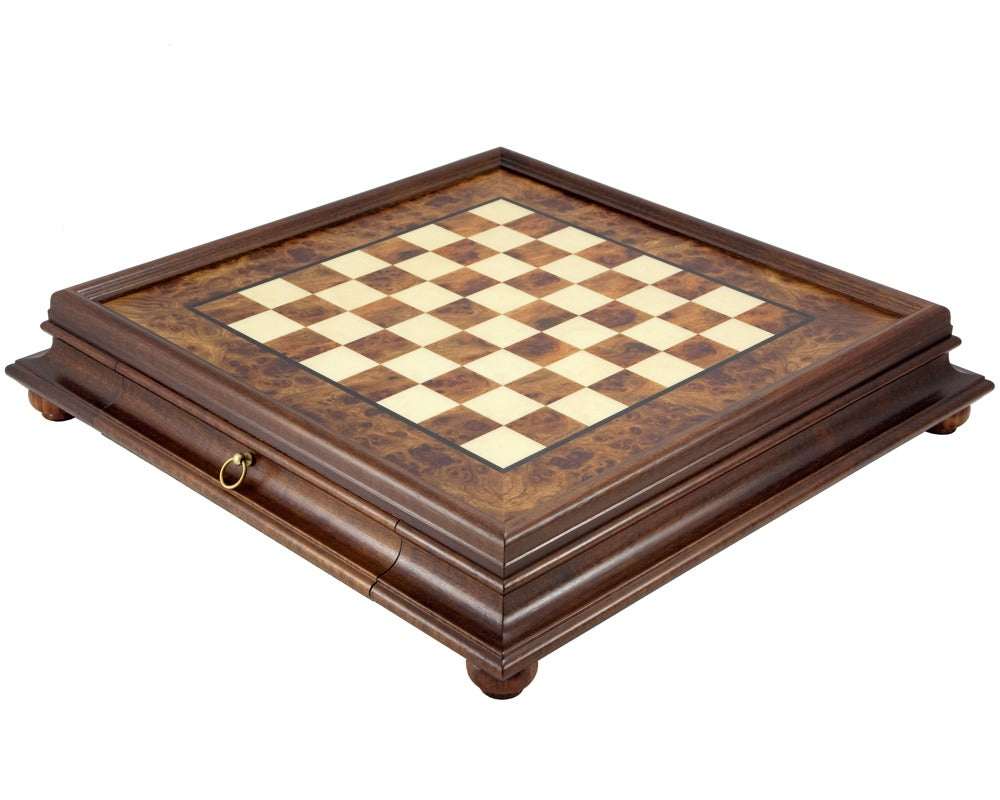 20.6 Inch Briarwood and Elm Chess Cabinet with Drawer