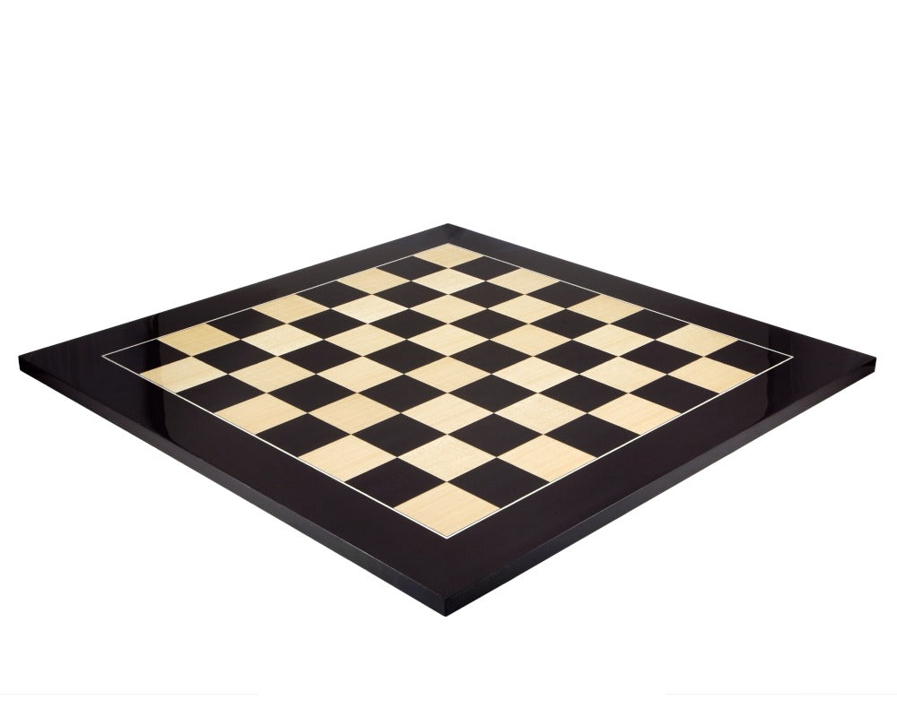 23.6 Inch Gloss Black Anegre and Maple Deluxe Chess Board with 2.36 Inch Playing Squares by Rechapados Ferrer S.A. of Spain