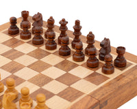 Deluxe Hardwood Folding Travel 19cm Magnetic Chess Set