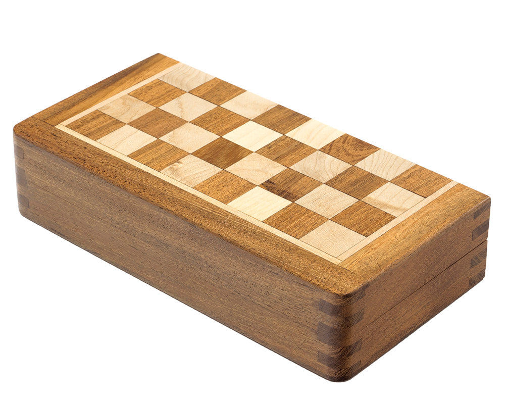 Deluxe Hardwood Folding Travel 7.5 inch Chess Set - Magnetic