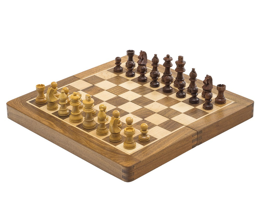 Deluxe Hardwood Folding Travel 12  inch Chess Set - Magnetic
