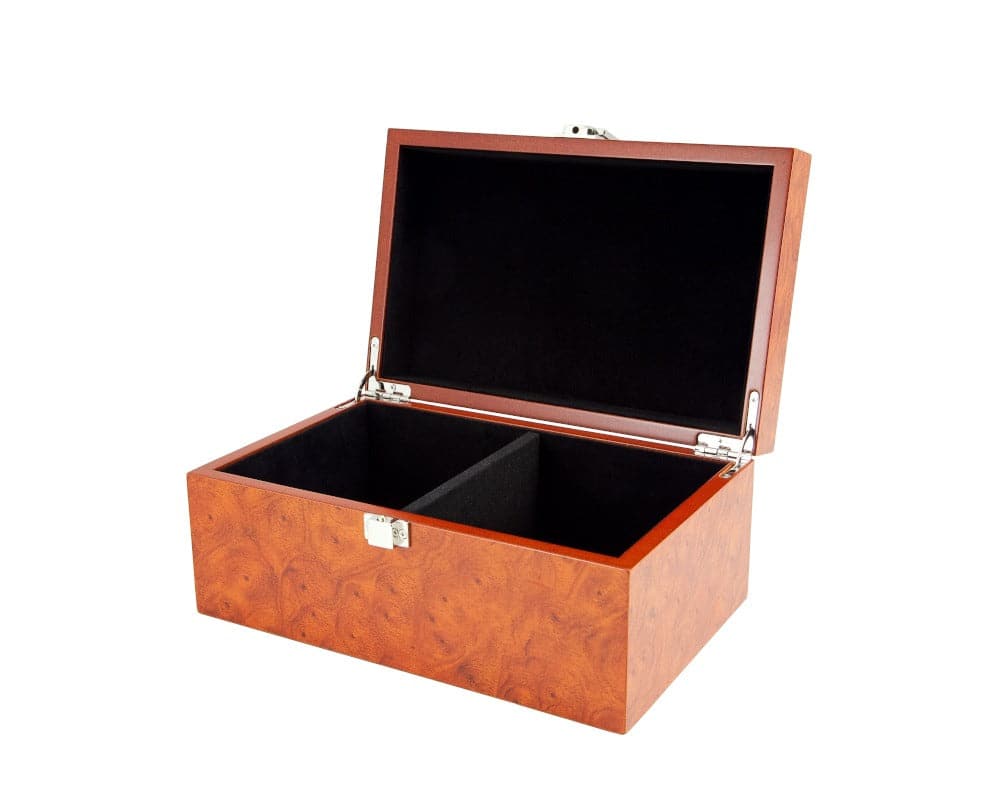 Root Wood Burl Piece Case Hinged Lid Large