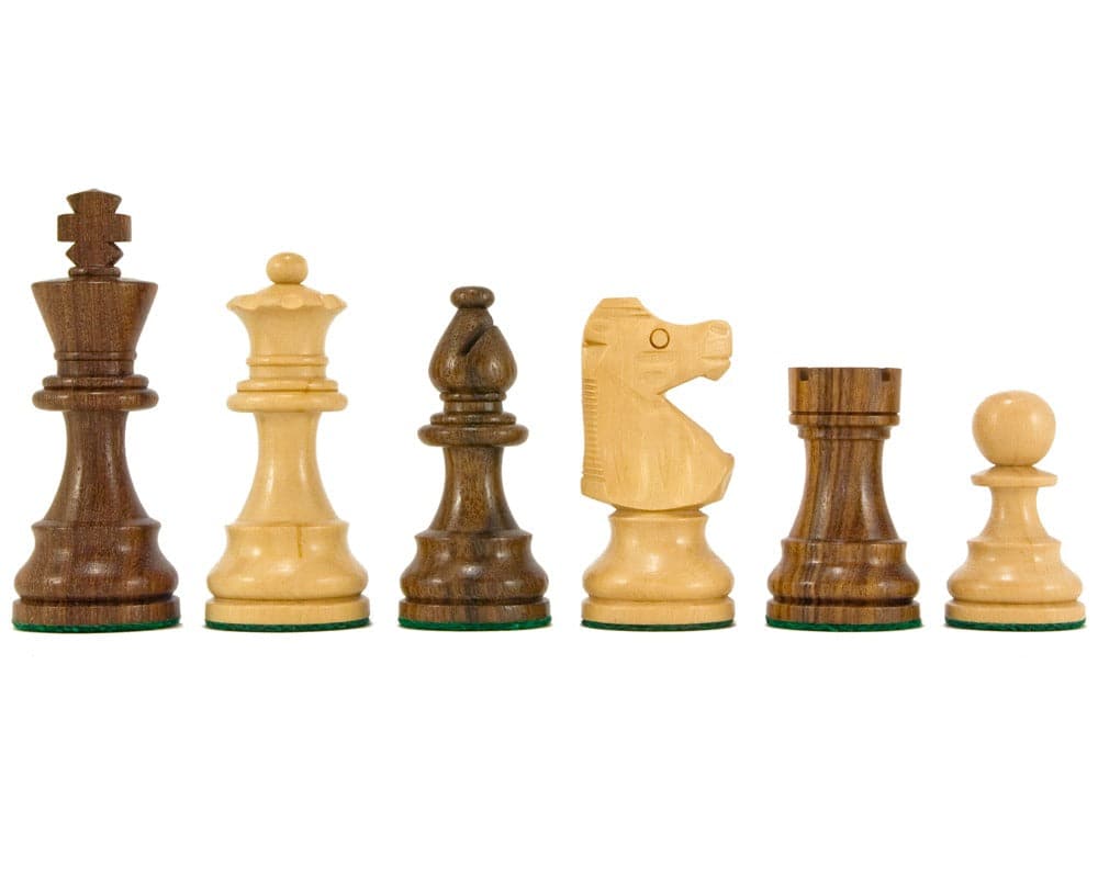 French Knight Series Golden Rosewood Chess Pieces Staunton Design 3.25 Inch King Sheesham and Boxwood