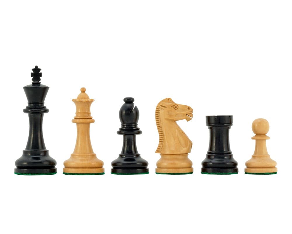 Supreme Series Ebony Staunton Chess Pieces 3.5 Inches - King, Queen, Bishop, Knight, Rook, Pawn - Classic Design