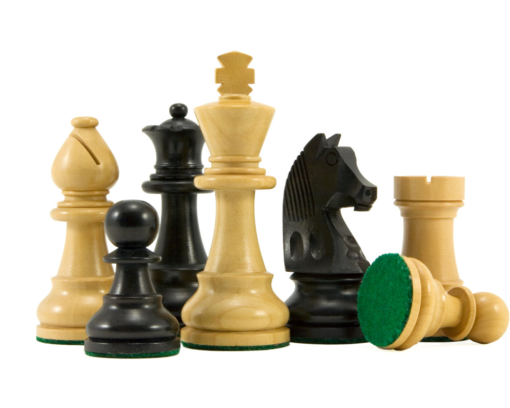 Down Head Knight Ebonised Staunton Chess Pieces 3.25 Inches