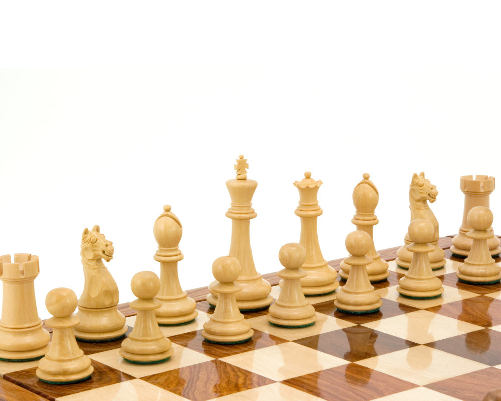 Oxford Series Acacia and Boxwood Chess Pieces 3.5 Inches