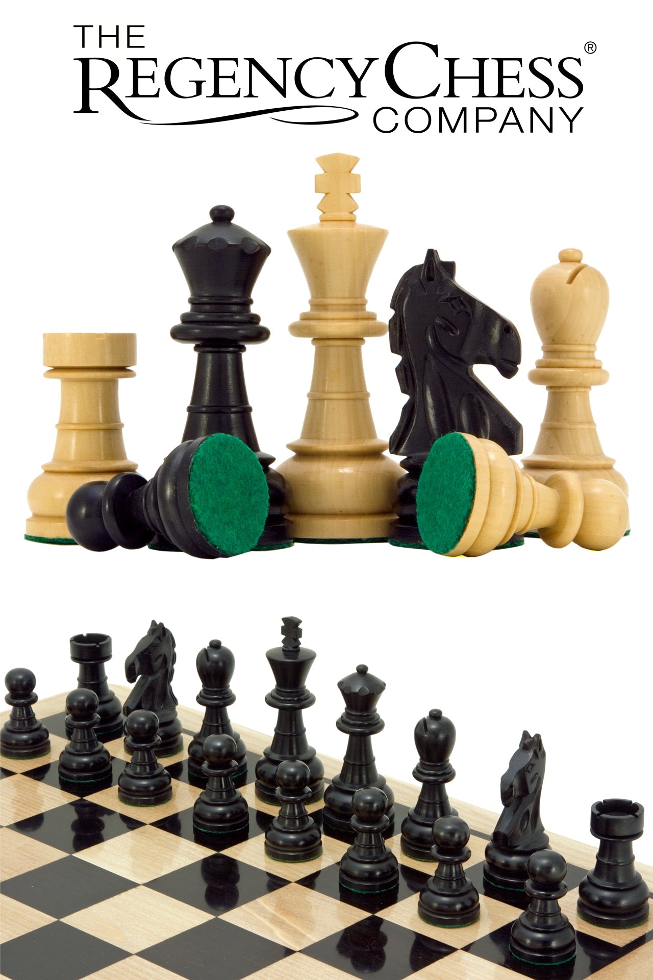 Emerald Series Ebonised Boxwood Chess Pieces 3.25 Inches