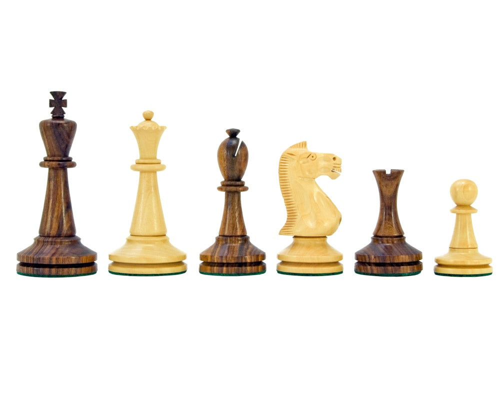 Blackmore Series Sheesham and Boxwood Chess Pieces 4 inches