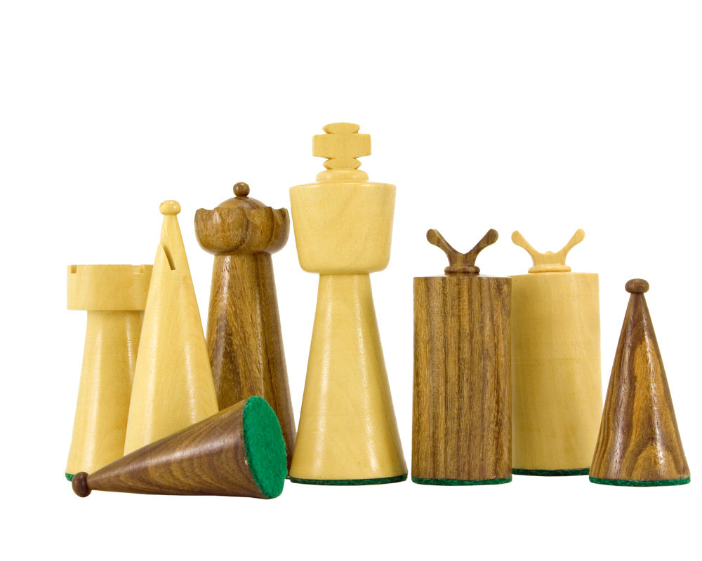Art Deco Series Sheesham and Boxwood Chess Pieces 3.5 inches