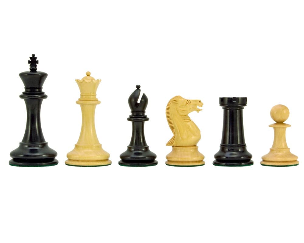 Old English Elite Series Ebony Staunton Chess Pieces - 10.2cm