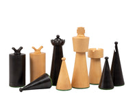 Art Deco Ebonised Boxwood Chess Pieces - 8.9cm