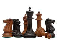 1849 Reproduction Staunton Ebony & Antiqued Boxwood Chess Pieces - 11.2cm