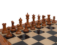 1849 Reproduction Staunton Ebony & Antiqued Boxwood Chess Pieces - 11.2cm