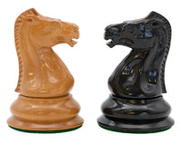 Leuchar Reproduction Ebony & Antiqued Boxwood Luxury Chess Pieces - 8.3cm