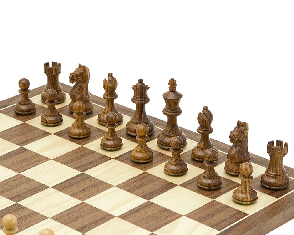 Fierce Knight Tournament Chess Set with double weighted wooden chessmen on a high-quality chessboard