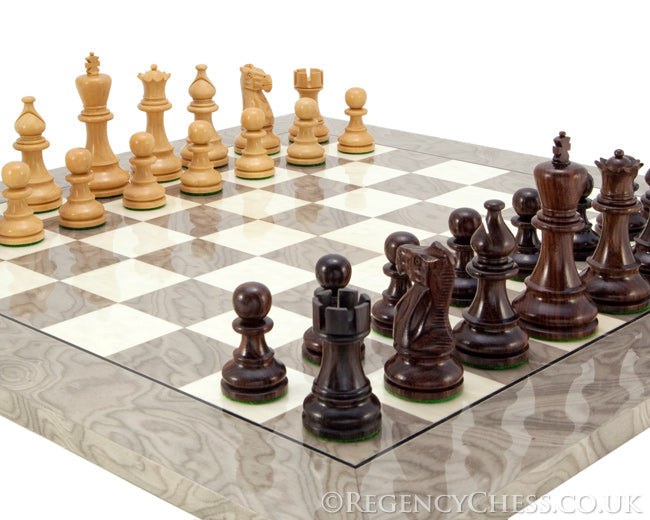 Atlantic Rosewood and Ash Burl Chess Set