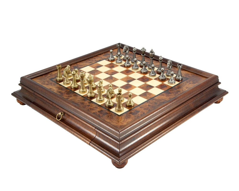 Finnesburg Brass and Briarwood Traditional Chess Set