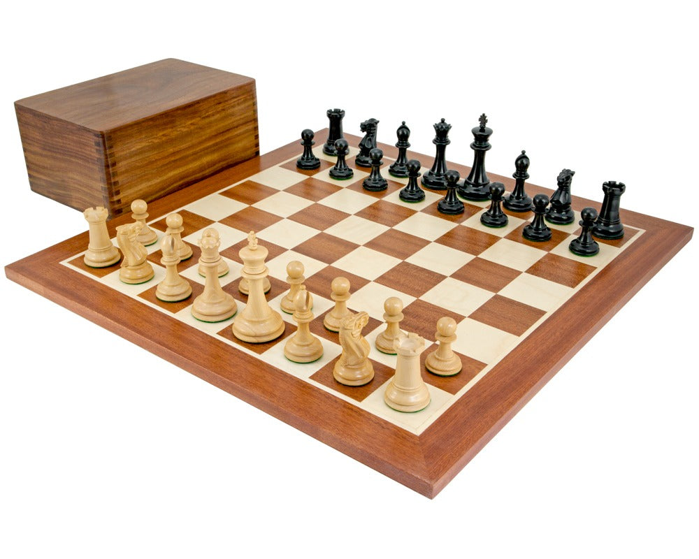 Old English Elite Ebony Mahogany Chess Set