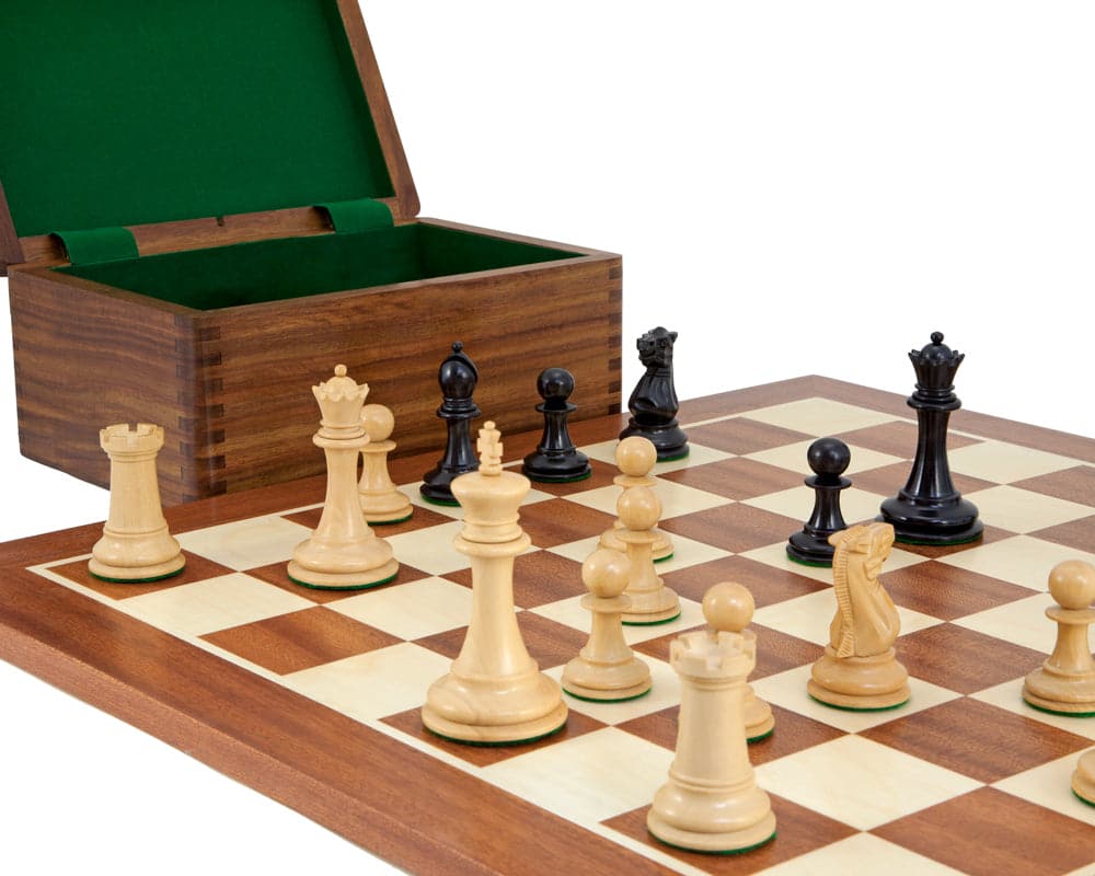 Old English Elite Ebony Mahogany Chess Set (Hover Image)