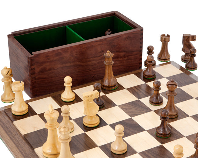 Pioneer Solid Walnut and Sheesham Chess Set with Case