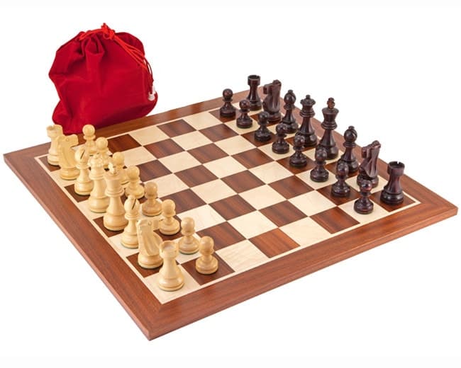 Antiqued British Mahogany Chess Set