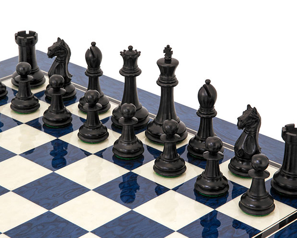 Oxford Series Black &amp; Blue Erable Chess Set