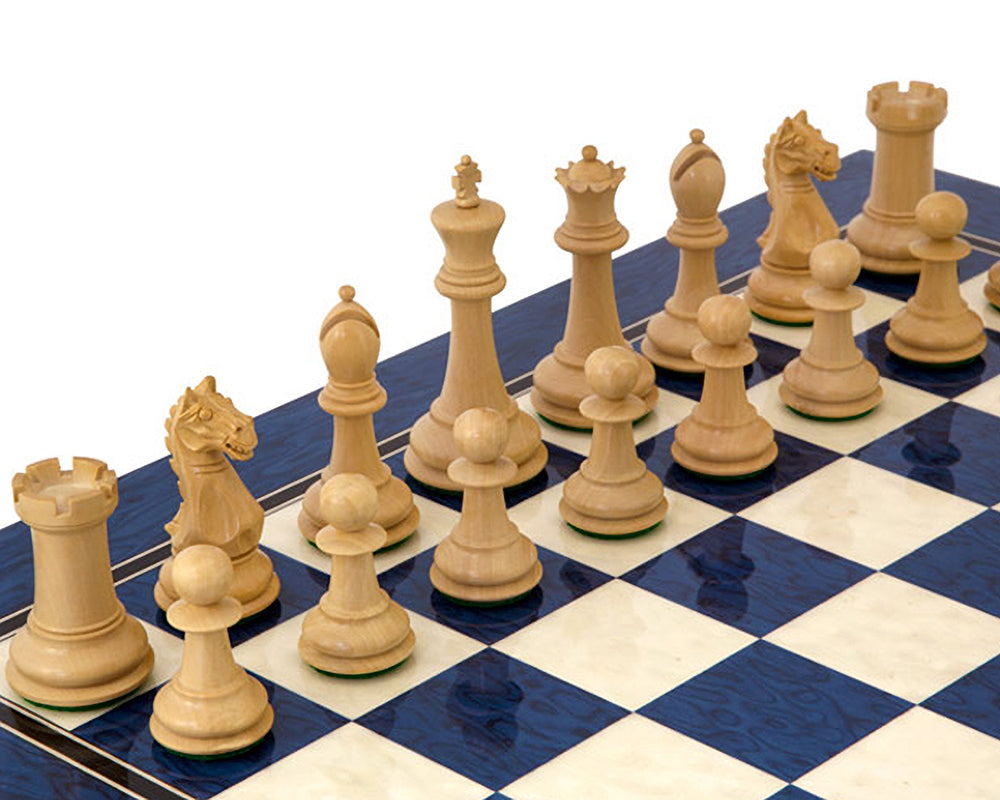 Oxford Series Black &amp; Blue Erable Chess Set