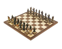 Zombie Hand Painted Chess Set on 16-inch Board Crafted in Italy