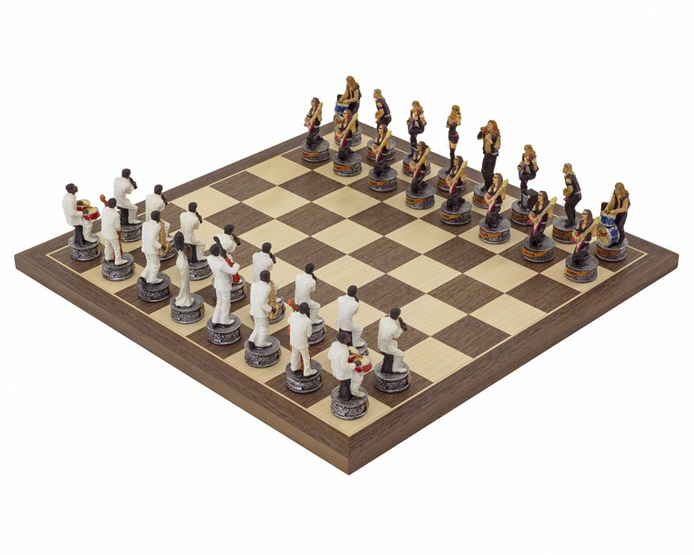The Jazz Band Vs Rock Stars Hand-Painted Themed Chess Set by Italfama