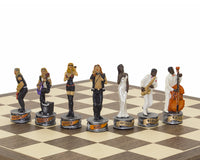 The Jazz Band Vs Rock Stars Hand-Painted Themed Chess Set by Italfama