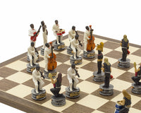 The Jazz Band Vs Rock Stars Hand-Painted Themed Chess Set by Italfama