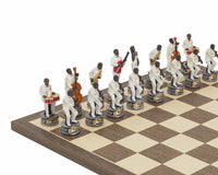 The Jazz Band Vs Rock Stars Hand-Painted Themed Chess Set by Italfama