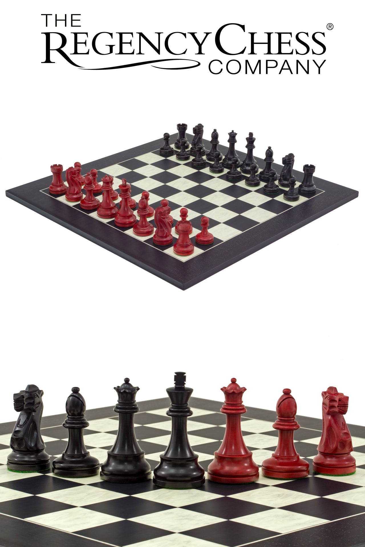The Red and Black Broadbase Chess Set