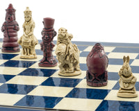 The Berkeley Chess Alice in Wonderland Cardinal Blue Chess Set