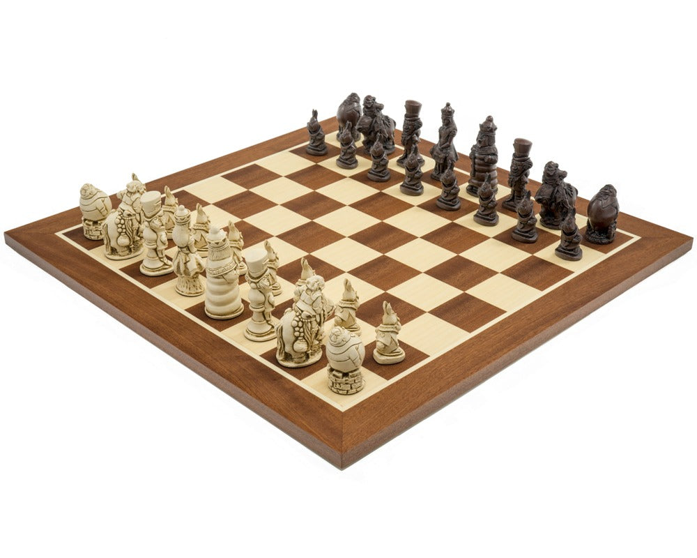 The Berkeley Chess Alice in Wonderland Russet & Mahogany Chess Set