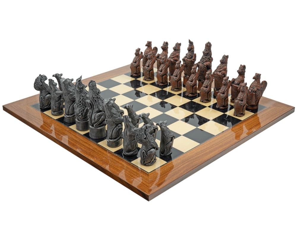 The Berkeley Chess Royal Beasts Metal and Palisander Grand Chess Set