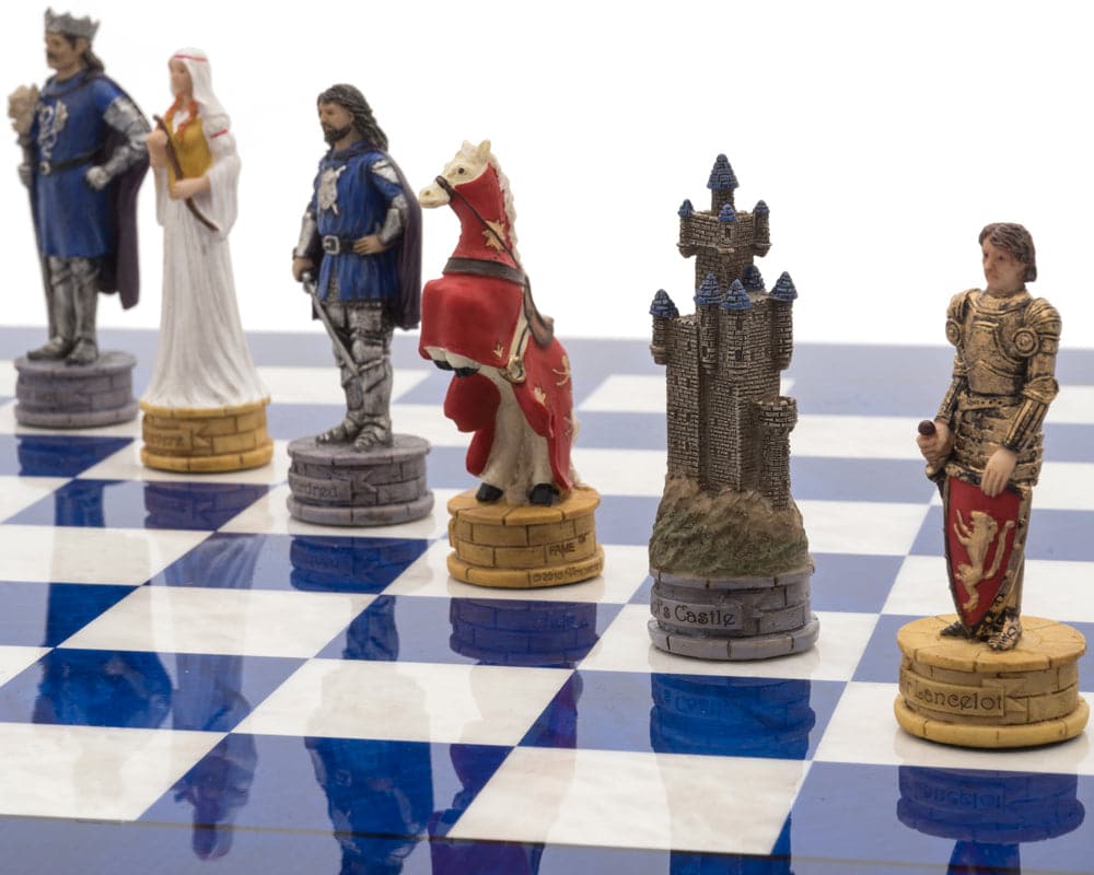 The King Arthur Hand Painted Luxury Blue Chess Set (Hover Image)