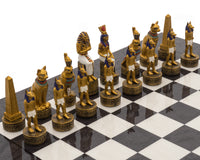 The Ancient Egypt Hand-Painted Themed Luxury Charcoal Chess Set by Italfama